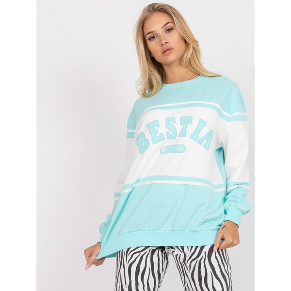 Fashionhunters Light blue sweatshirt without a hood in a loose fit