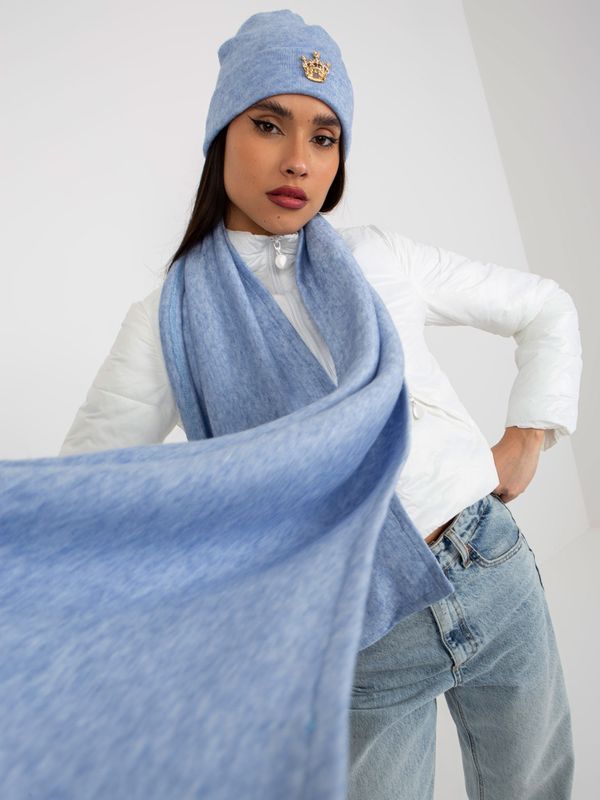 Fashionhunters Light blue winter set with hat and scarf
