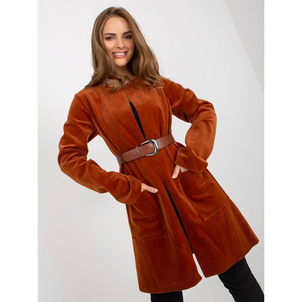 Fashionhunters Light brown elegant cape with pockets