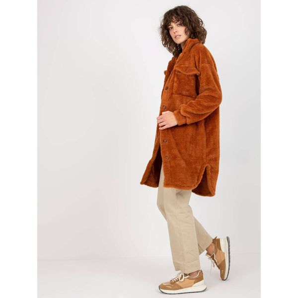 Fashionhunters Light brown long buttoned fur shirt from RUE PARIS