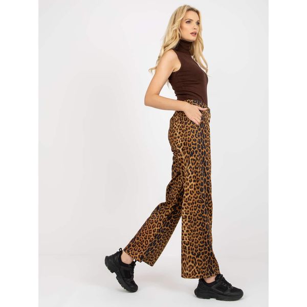 Fashionhunters Light brown panther trousers with pockets