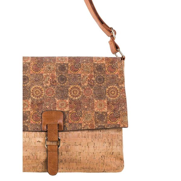 Fashionhunters Light brown patterned shoulder bag with a long strap