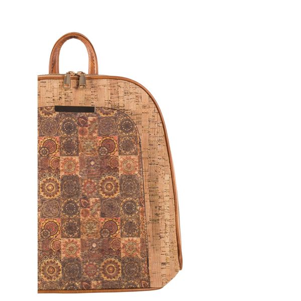 Fashionhunters Light brown roomy backpack with patterns