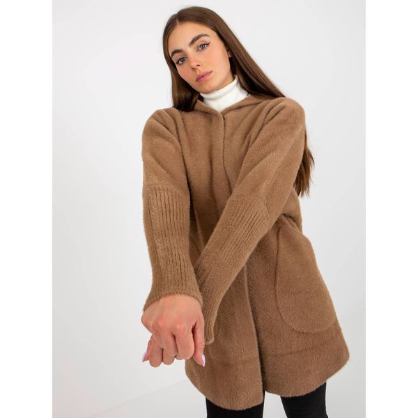 Fashionhunters Light brown women's alpaca coat with Carolyn wool