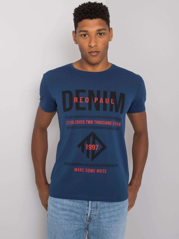 Fashionhunters Light dark blue men's T-shirt with Asher print