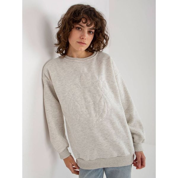 Fashionhunters Light gray hooded sweatshirt with embroidery