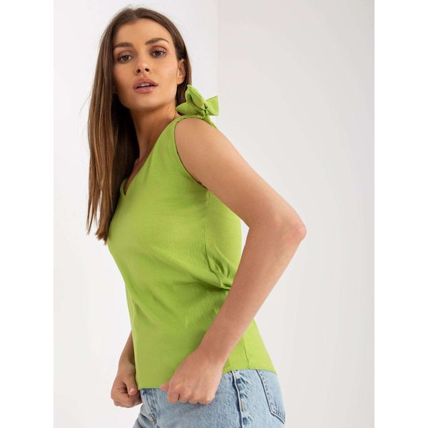 Fashionhunters Light green airy top with V-neck RUE PARIS