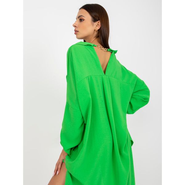 Fashionhunters Light green asymmetric shirt dress from Elaria