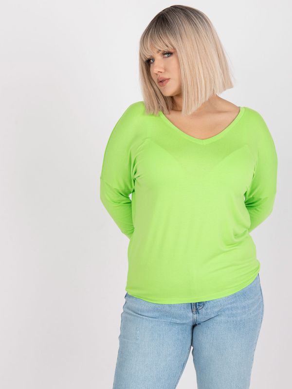 Fashionhunters Light green blouse of larger size with Gloria back neckline