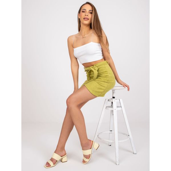 Fashionhunters Light green mini skirt with ruffles from Vercelli
