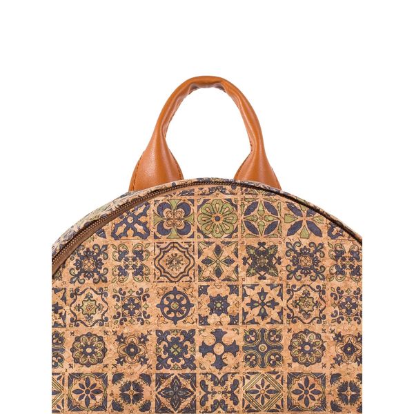 Fashionhunters Light green roomy patterned cork backpack