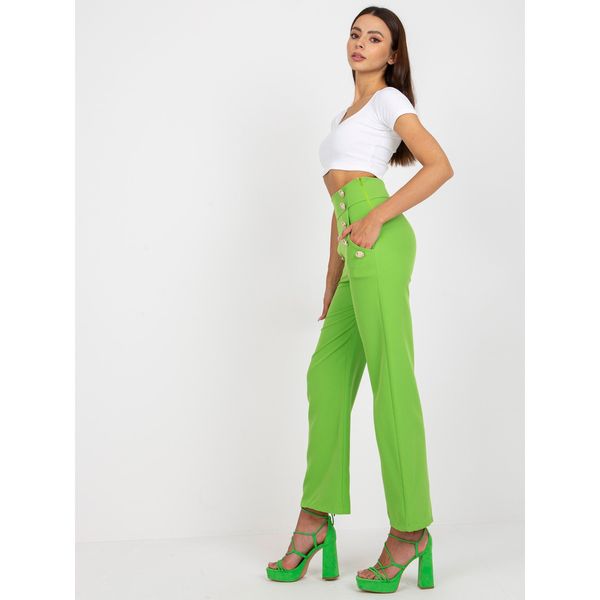 Fashionhunters Light green women's suit trousers with pockets
