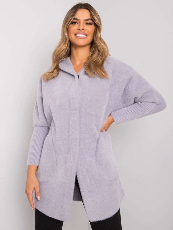 Fashionhunters Light grey alpaca coat with hood
