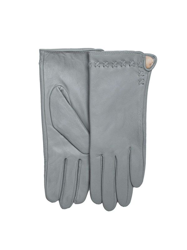 Fashionhunters Light grey women's gloves made of eco-leather