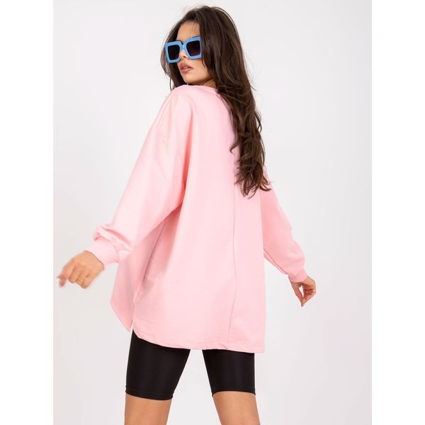 Fashionhunters Light pink and blue oversize sweatshirt without a hood