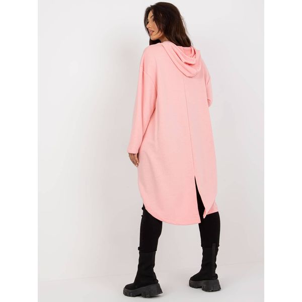 Fashionhunters Light pink hoodie with a longer back