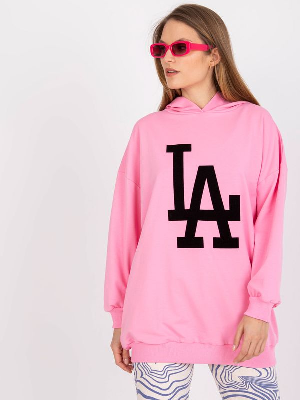 Fashionhunters Light pink hoodie with pockets