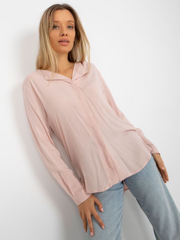 Fashionhunters Light pink monochrome blouse SUBLEVEL with V-neck