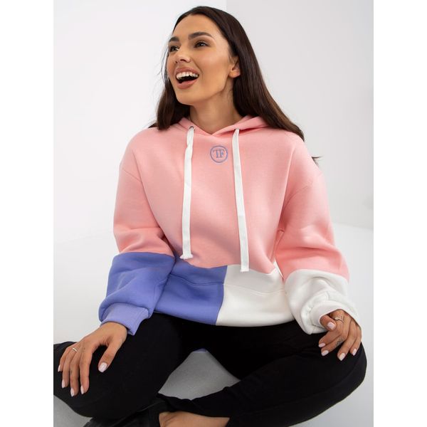 Fashionhunters Light pink oversize long kangaroo sweatshirt