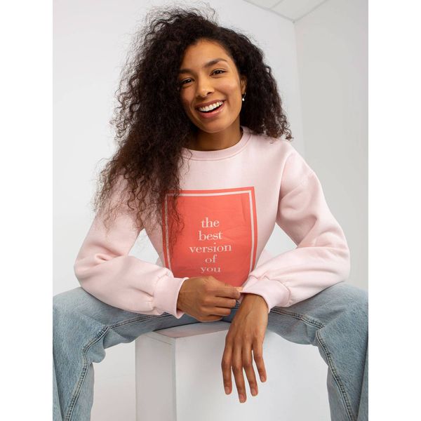 Fashionhunters Light pink oversized sweatshirt with a printed design