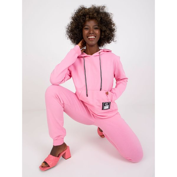 Fashionhunters Light pink sweatshirt set with a Maria hoodie