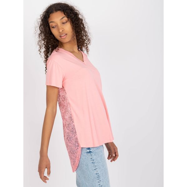 Fashionhunters Light pink viscose blouse with lace on the back