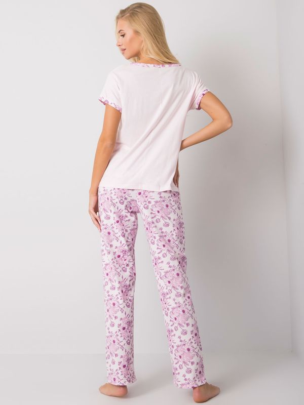 Fashionhunters Light pink women's pajamas with trousers