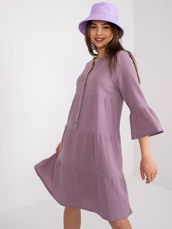 Fashionhunters Light purple oversize dress with ruffle Rimma SUBLEVEL