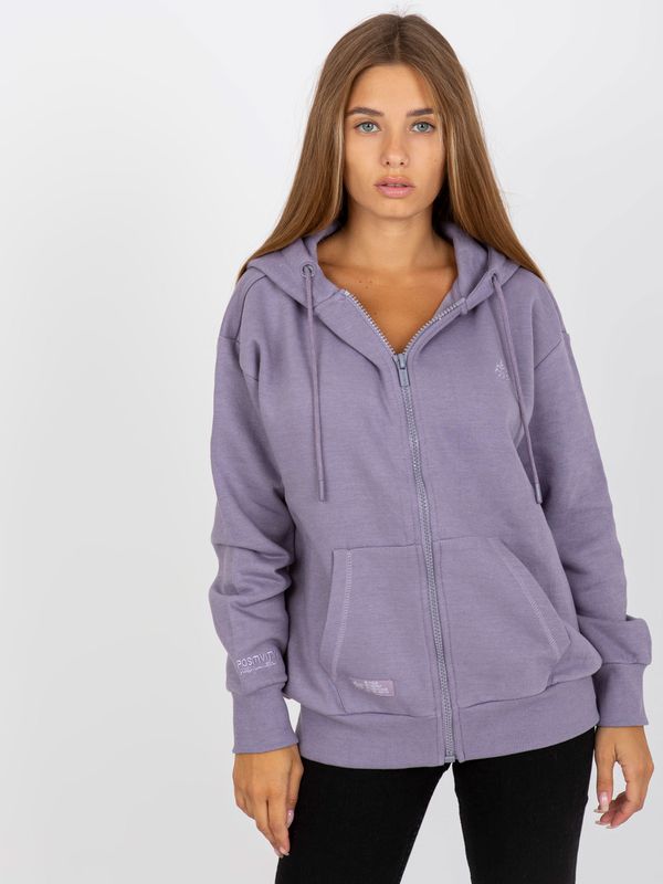 Fashionhunters Light purple zippered hoodie