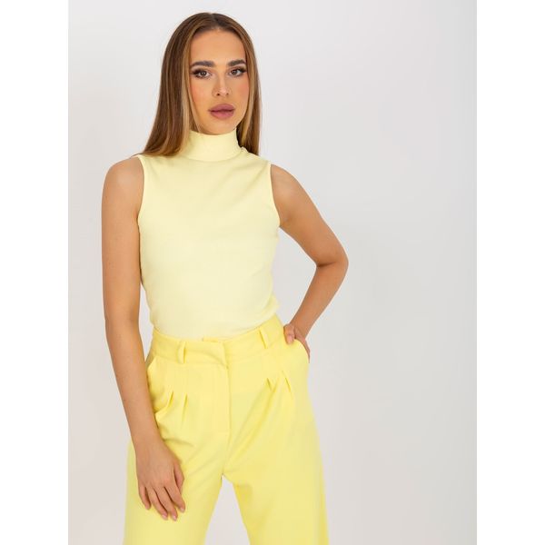 Fashionhunters Light yellow RUE PARIS ribbed high neck top