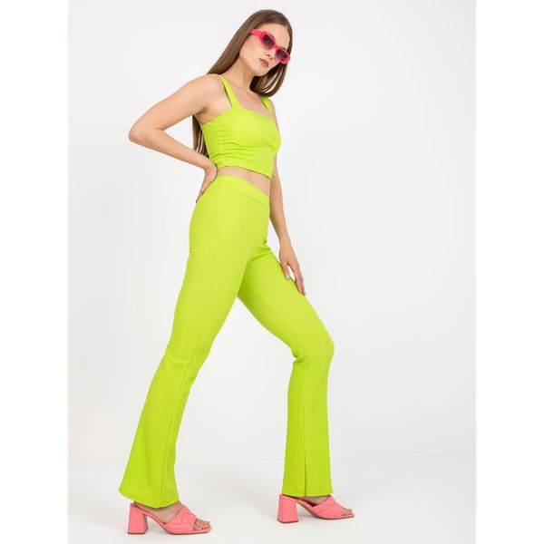 Fashionhunters Lime casual set with high-waisted trousers