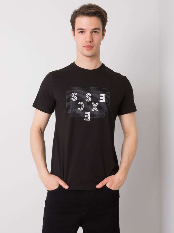 Fashionhunters LIWALI Czarny t-shirt męski z nadrukiem