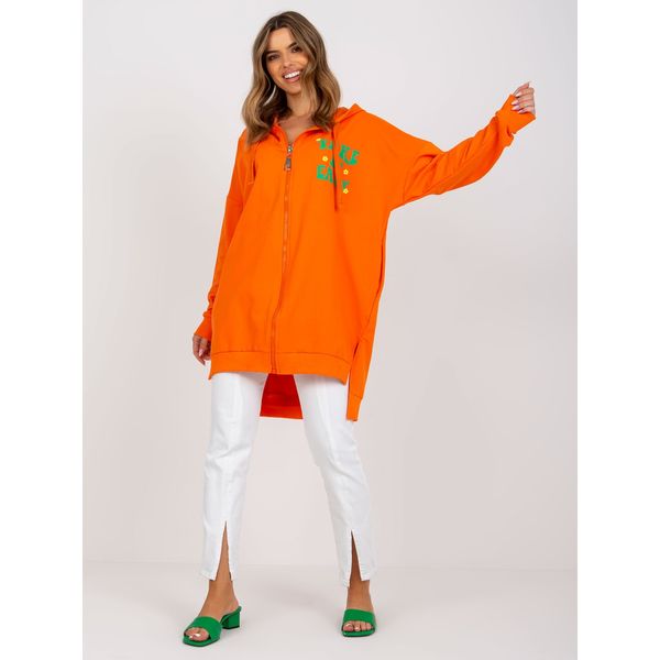 Fashionhunters Long orange and green cotton sweatshirt with zip