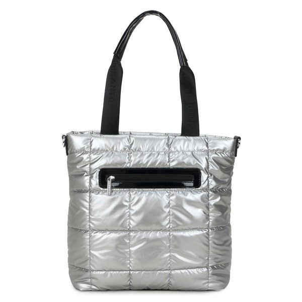 Fashionhunters LUIGISANTO silver capacious shopper bag