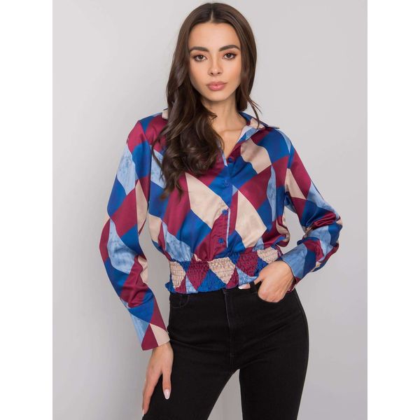 Fashionhunters Maroon and blue women's blouse with patterns