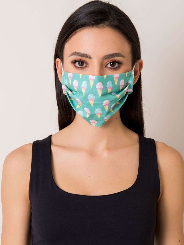 Fashionhunters Maska ochronna z zielonym nadrukiem