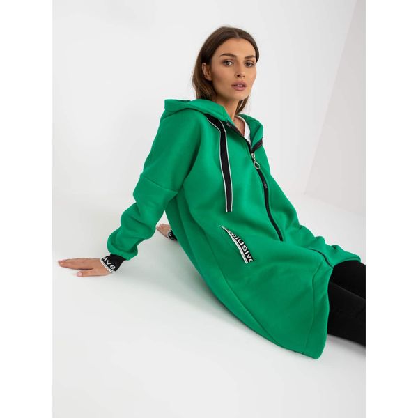 Fashionhunters Mayar green zip-up hoodie
