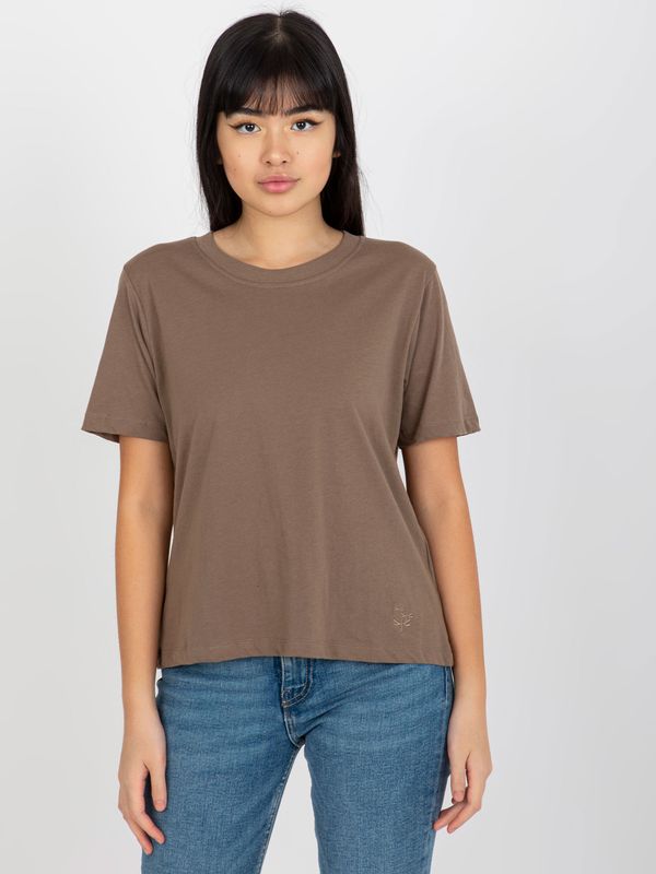 Fashionhunters MAYFLIES brown women's monochrome cotton T-shirt