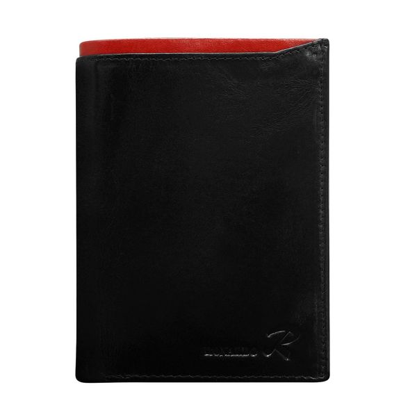 Fashionhunters Men's black leather wallet with a red insert
