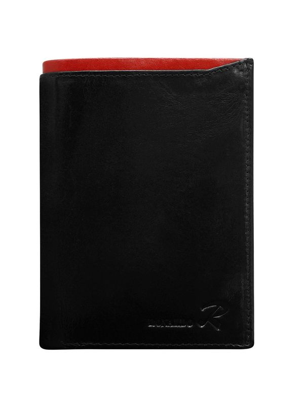 Fashionhunters Men's black leather wallet with red trim