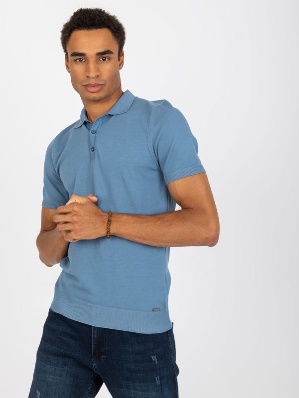 Fashionhunters Men's blue viscose polo shirt LIWALI