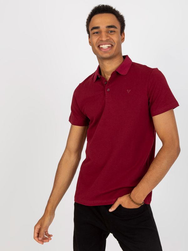 Fashionhunters Men's cotton polo shirt LIWALI burgundy color