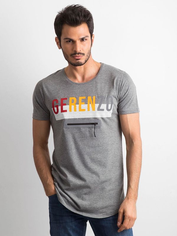 Fashionhunters Men's cotton T-shirt with gray lettering