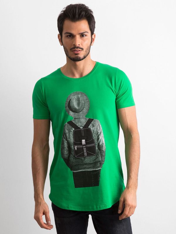 Fashionhunters Men's green T-shirt with print