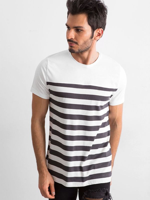 Fashionhunters Men's striped T-shirt Ecru