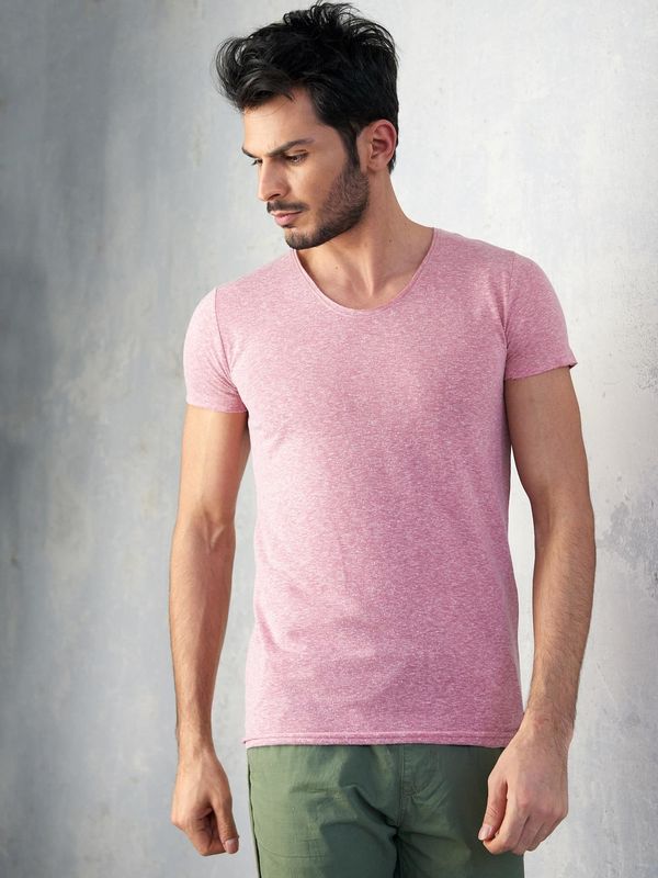 Fashionhunters Men's T-shirt light purple melange