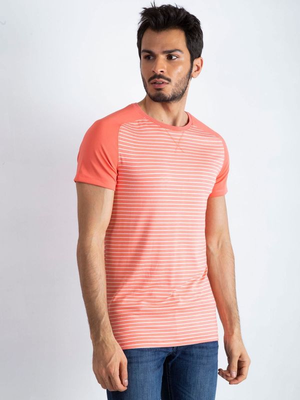 Fashionhunters Men's T-shirt of the future coral and white color