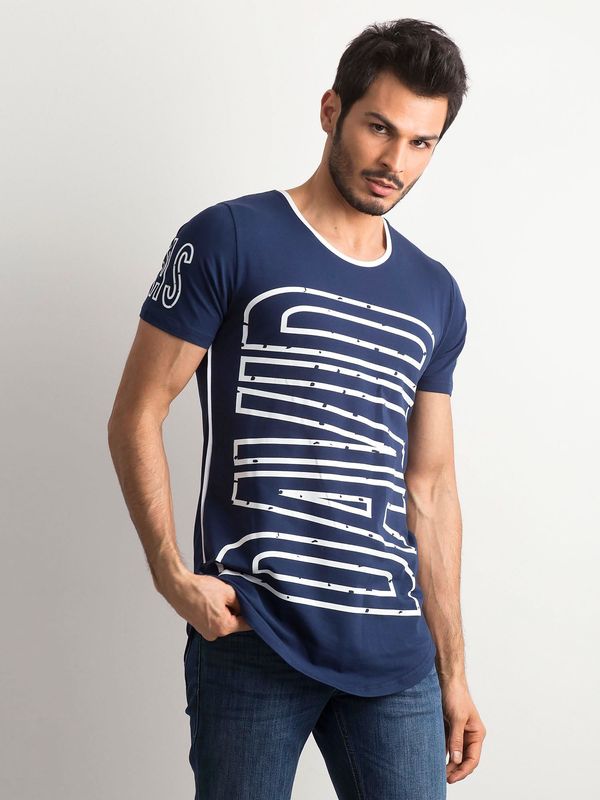 Fashionhunters Men's T-shirt with dark blue print