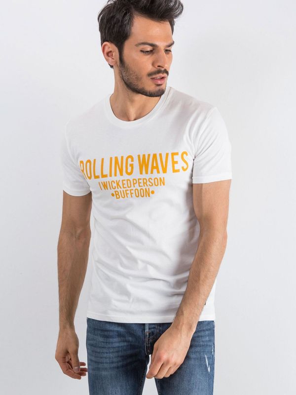 Fashionhunters Men's T-shirt with double-sided ecru print