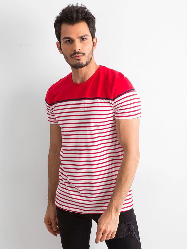 Fashionhunters Men's T-shirt with red stripes